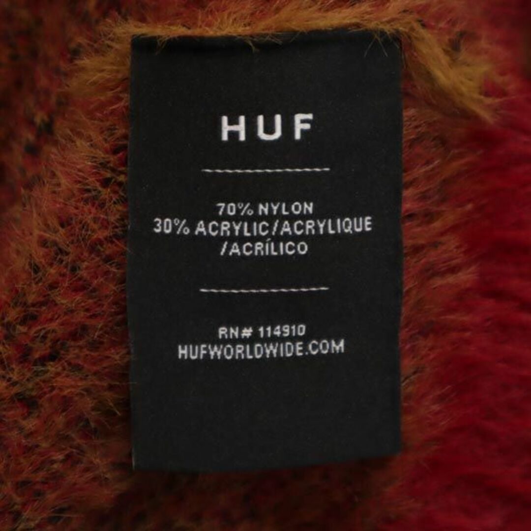 HUF - ハフ 総柄 シャギー ロングカーディガン S レッド系 HUF