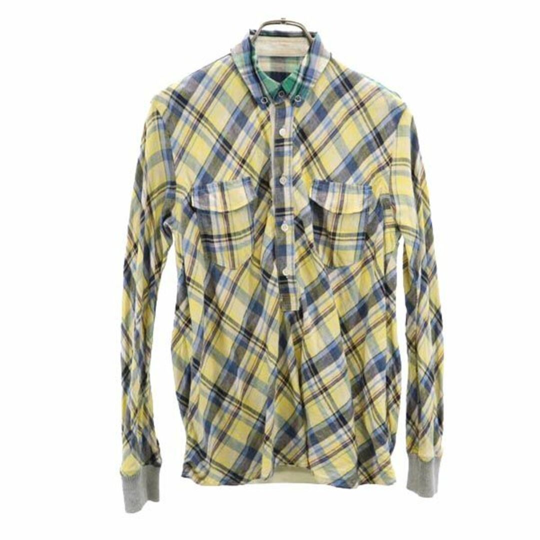sacai - サカイ 日本製 リネン チェック 長袖 ボタンダウンシャツ 1