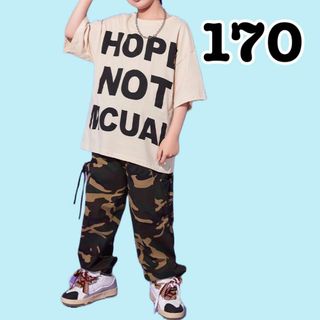 男の子 女の子 セットアップ 迷彩パンツ Tシャツ ヒップホップ 子ども 韓国服(Tシャツ/カットソー)