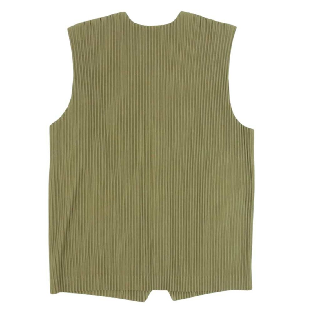 HOMME PLISSE ISSEY MIYAKE オム プリッセ イッセイミヤケ 23SS HP33JE151 TAILORED PLEATS GILET プリーツ加工 テーラード ジレ ベスト カーキ系 3【美品】 1