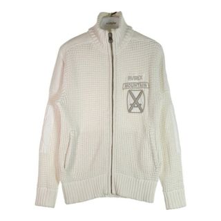 アヴィレックス(AVIREX)の★アヴィレックス ジップアップワッペンコットンニットカーディガン/ZIP UP COTTON KNITS 6194016 ホワイト sizeM(ニット/セーター)