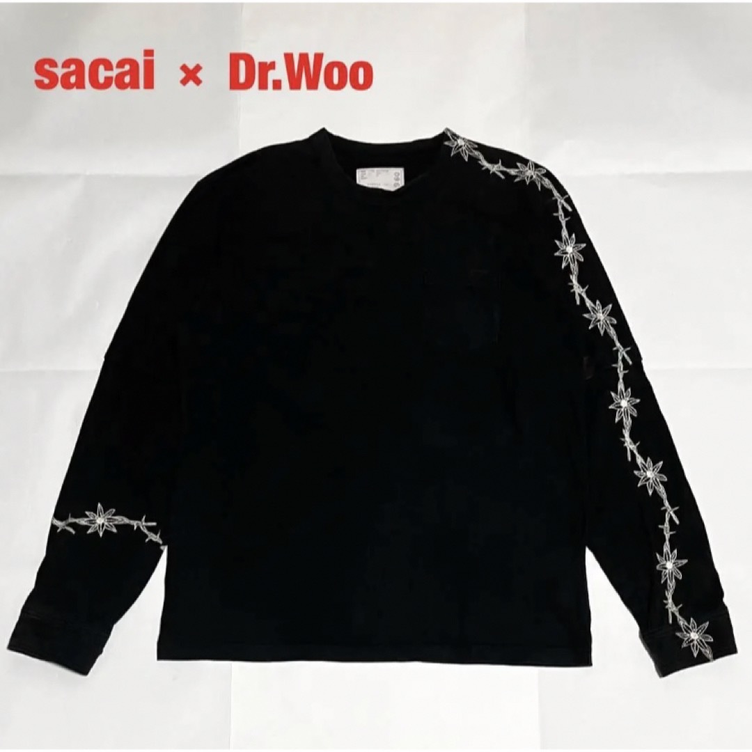 【希少】sacai×Dr.Woo　コラボロンT　レイヤード　フラワー　刺繍