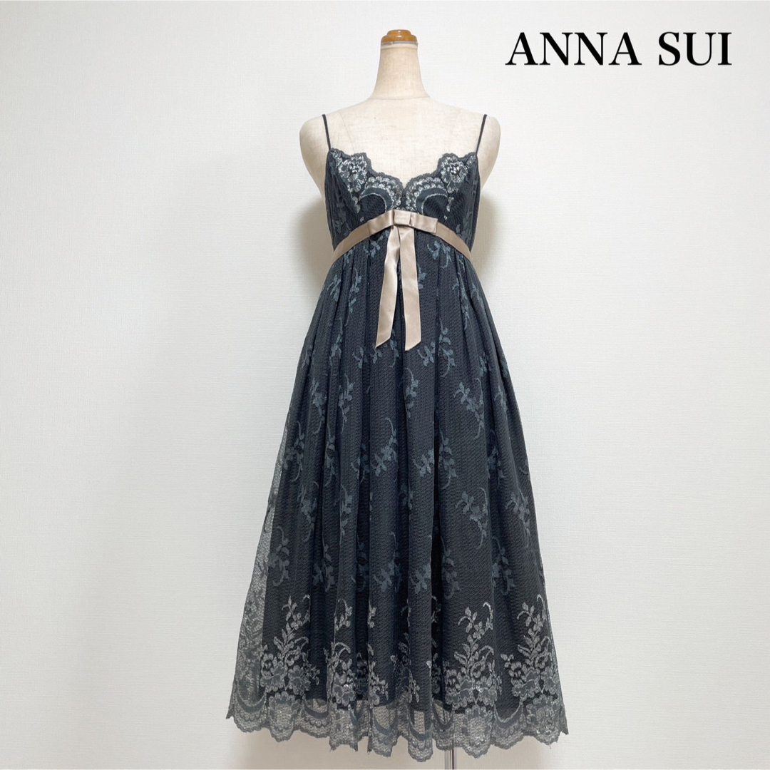 レディースANNA SUI アナスイ ドレスワンピース グレー アメリカ製 美シルエット♡