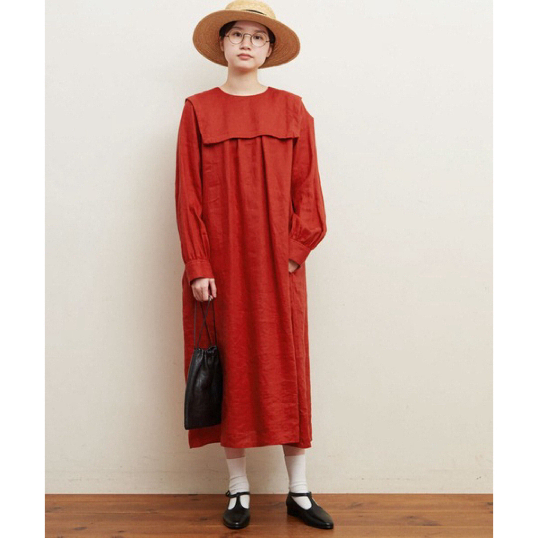 morning LINEN sailor dress(tomato)