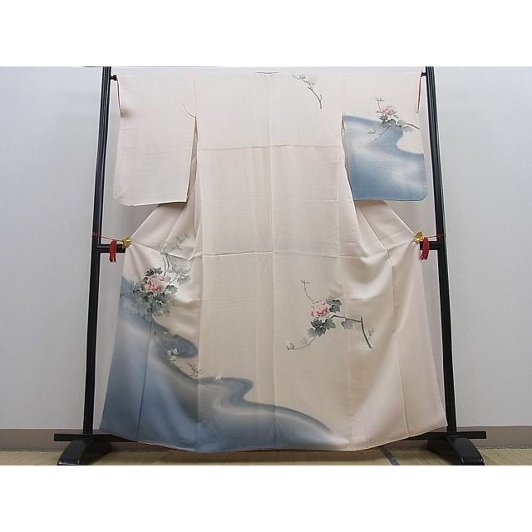 平和屋野田店■訪問着 流水牡丹文 暈し染め 逸品 n-mz6207