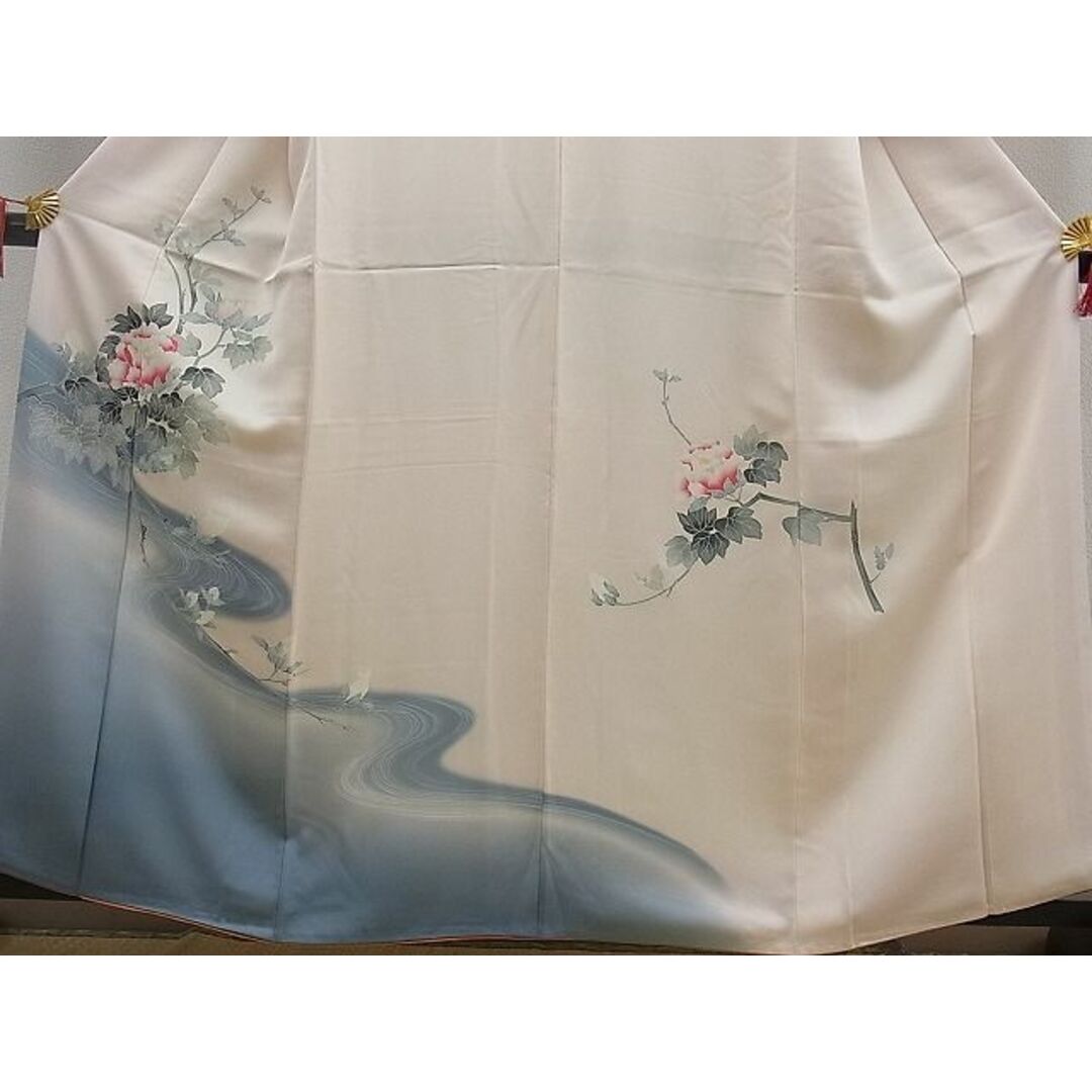 平和屋野田店■訪問着 流水牡丹文 暈し染め 逸品 n-mz6207