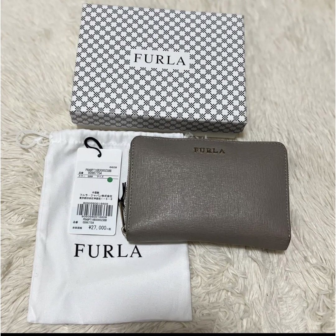 FURLA 財布 グレー 二つ折り チャック