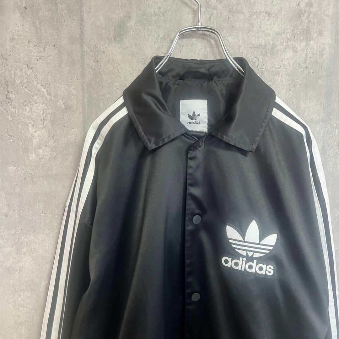 ADIDAS アディダス サテン コーチジャケット BLACK L 【品】