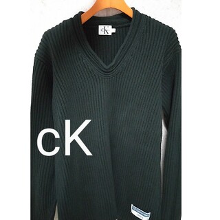 シーケーカルバンクライン(ck Calvin Klein)のCalvin klein コットンニットセーター厚手 Sサイズ ダークグリーン(ニット/セーター)