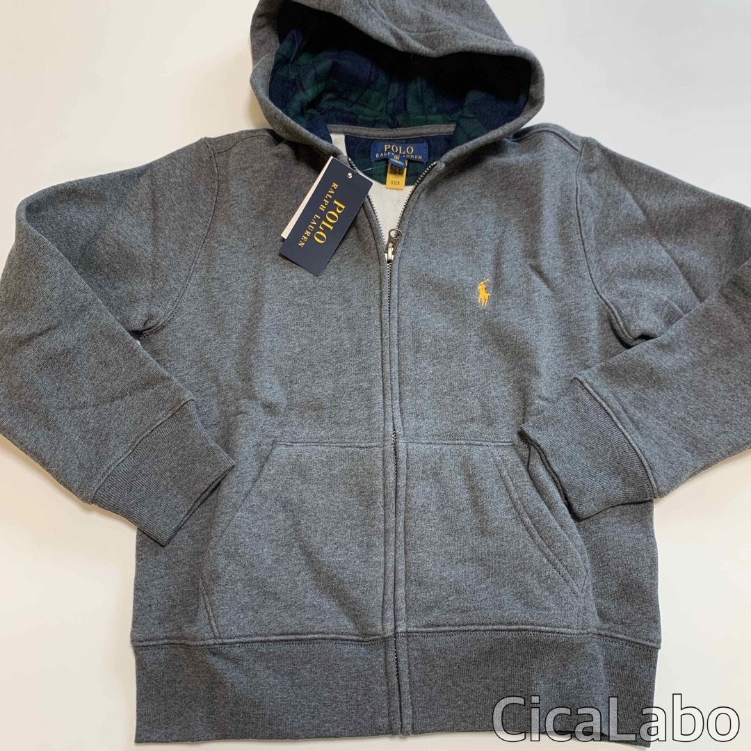 Ralph Lauren(ラルフローレン)の【新品】ラルフローレン ポニーロゴ パーカー チャコールグレー S(8) キッズ/ベビー/マタニティのキッズ服男の子用(90cm~)(ニット)の商品写真