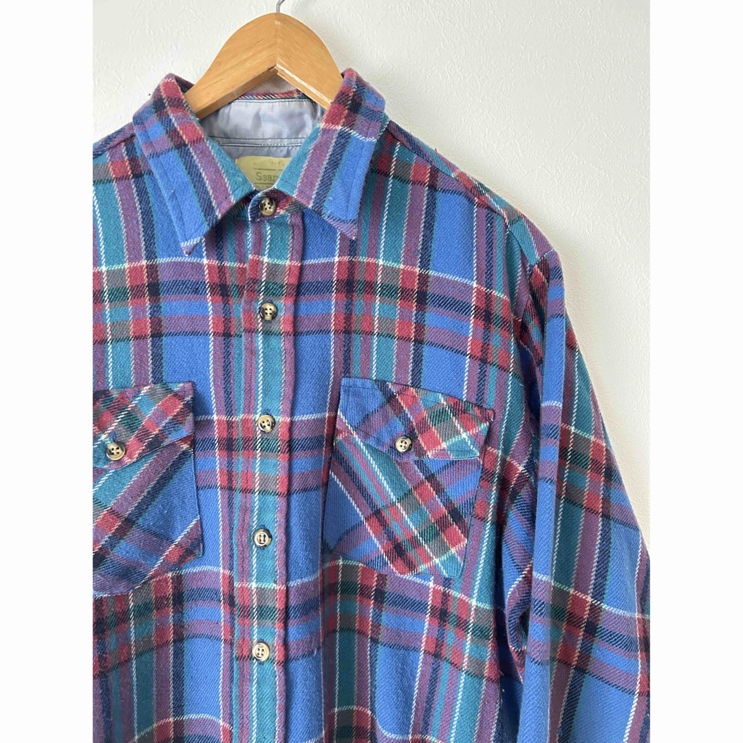 80's 古着　SEARS アクリルシャツ　長袖シャツ　チェックシャツ メンズのトップス(シャツ)の商品写真