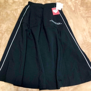 新品 ガールズ スカート ブラック 150 女の子 ロングスカート ライン 黒(スカート)