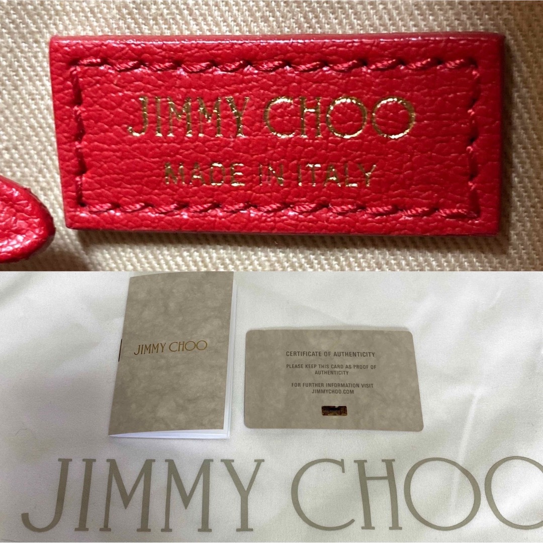 【美品】JIMMY CHOO VARENNE RED JC TOTE BAG