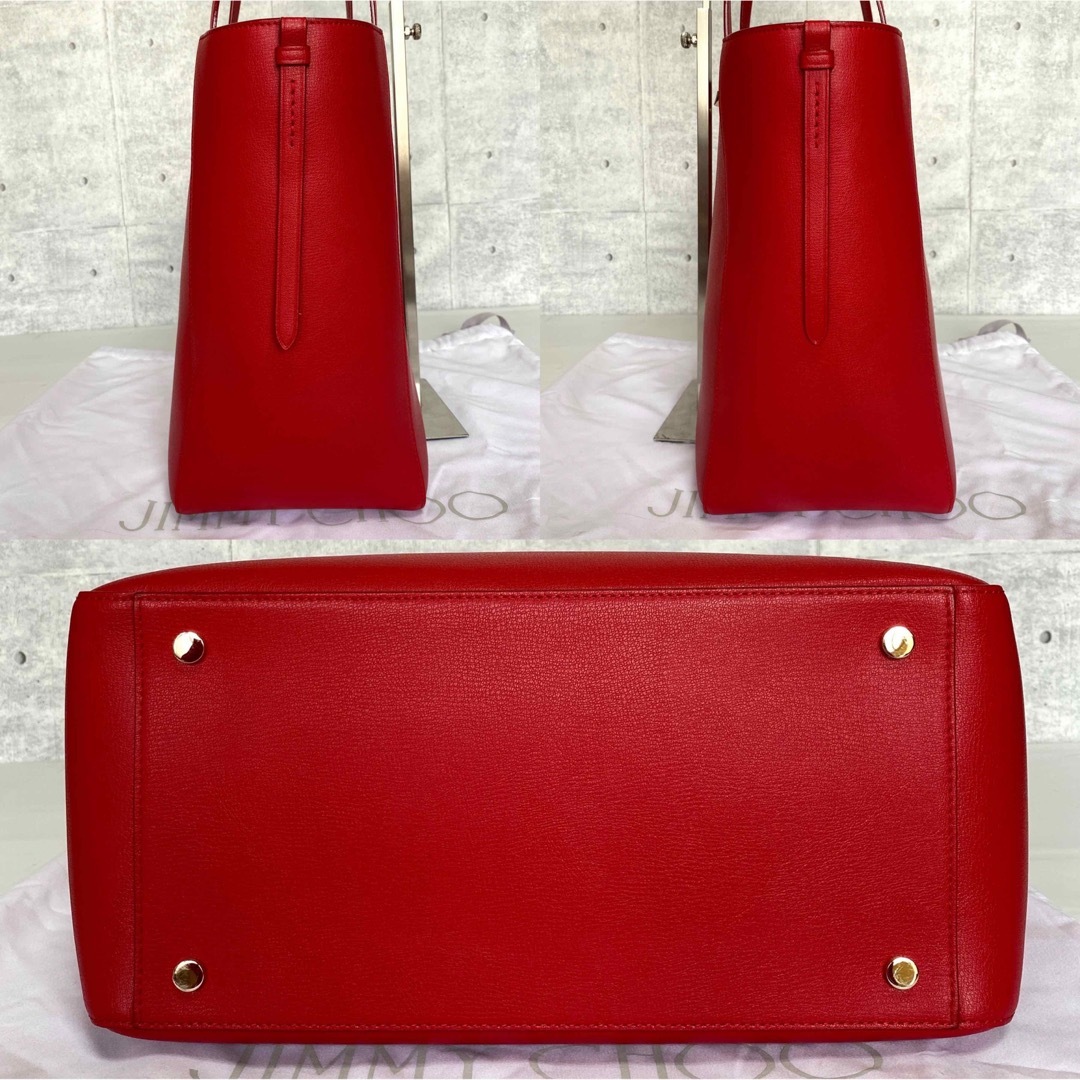 JIMMY CHOO(ジミーチュウ)の【美品】JIMMY CHOO VARENNE RED JC TOTE BAG レディースのバッグ(トートバッグ)の商品写真