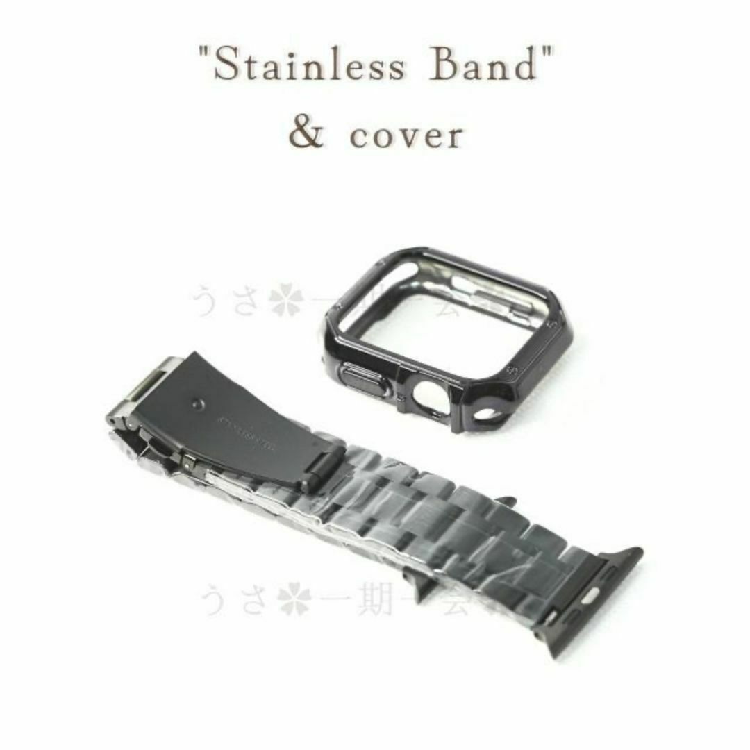 アップル★AppleWatch ステンレスベルト　 バンドケース　ブラック メンズの時計(金属ベルト)の商品写真