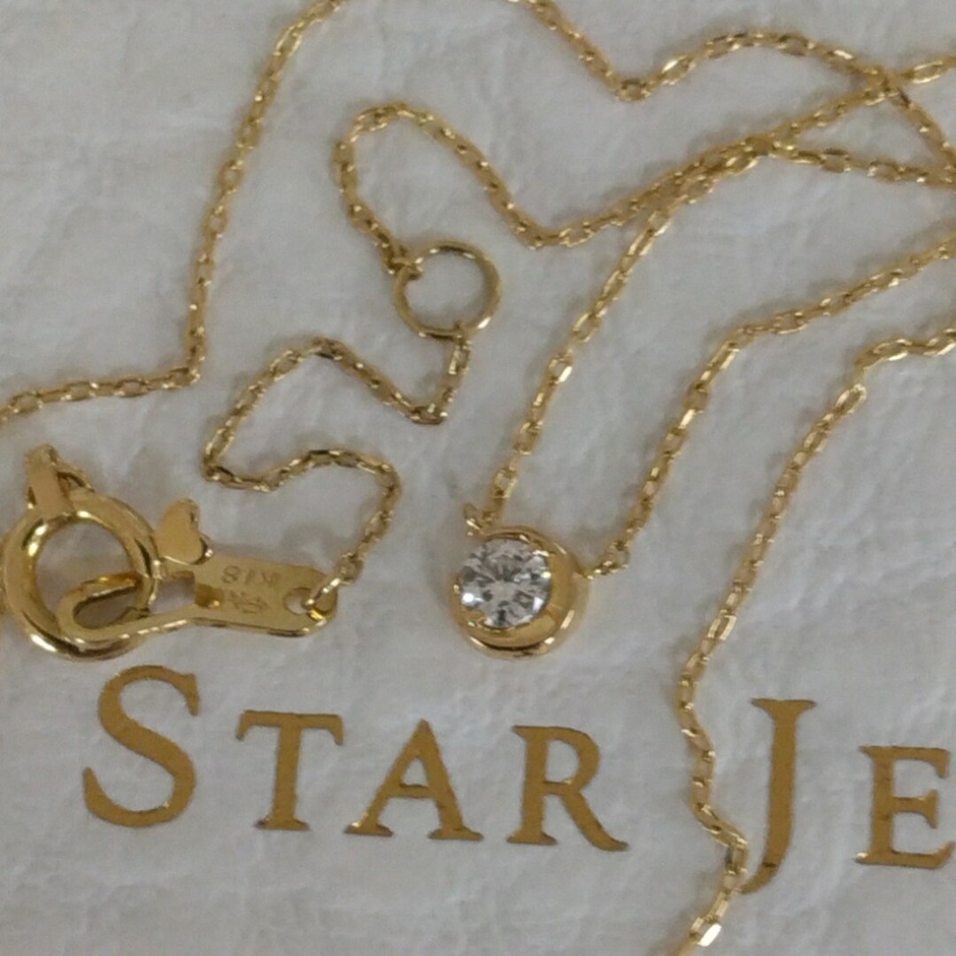 STAR JEWELRY(スタージュエリー)のスタージュエリー K18 ダイヤモンド ネックレス ムーン 照り 輝き 美品 レディースのアクセサリー(ネックレス)の商品写真