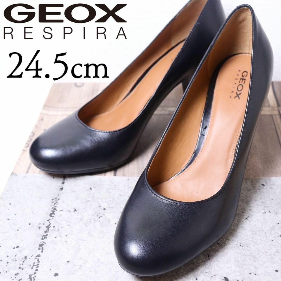 【極美品】GEOX ジェオックス 24.5 レザー パンプス 太ヒール | フリマアプリ ラクマ