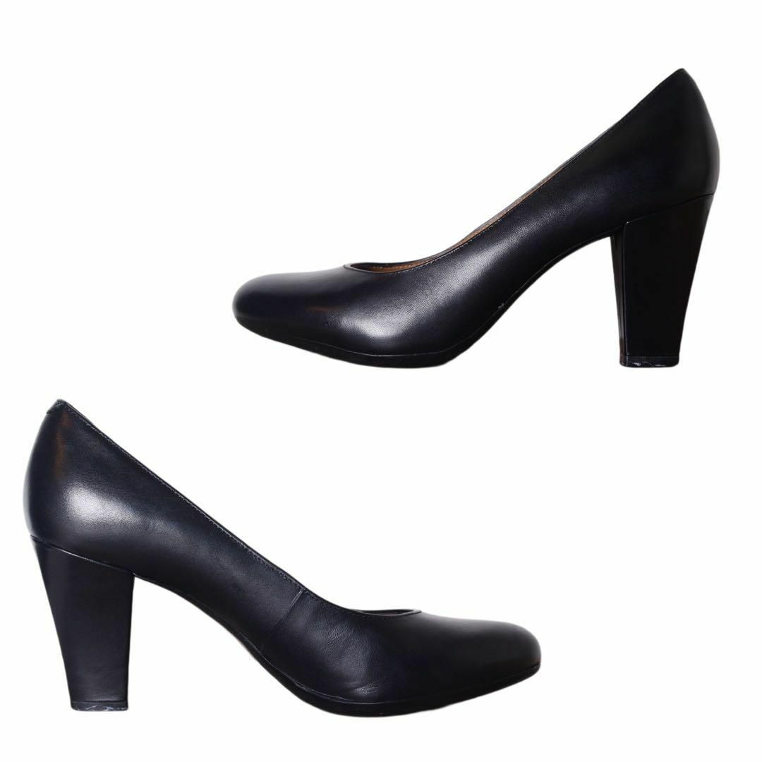 【極美品】GEOX ジェオックス 24.5 レザー パンプス 太ヒール