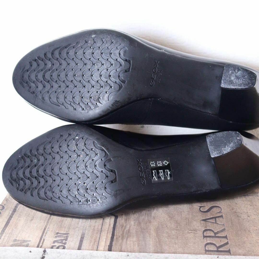 【極美品】GEOX ジェオックス 24.5 レザー パンプス 太ヒール