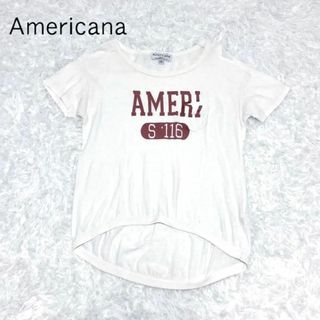 アメリカーナ(AMERICANA)のAmericana アメリカーナ　Tシャツ　AMEI ポケット　白　アシメ(Tシャツ(半袖/袖なし))