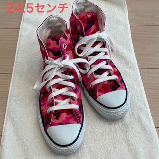 オールスター(ALL STAR（CONVERSE）)の【converse all star】24.5センチ　迷彩　ピンク　ハイカット(スニーカー)