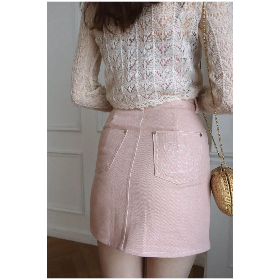 épine(エピヌ)のEé denim mini skirt baby pink レディースのスカート(ミニスカート)の商品写真