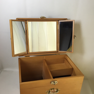 昭和レトロ☆☆g-wood コスメボックス　化粧箱　三面鏡　木製　アンティーク(メイクボックス)