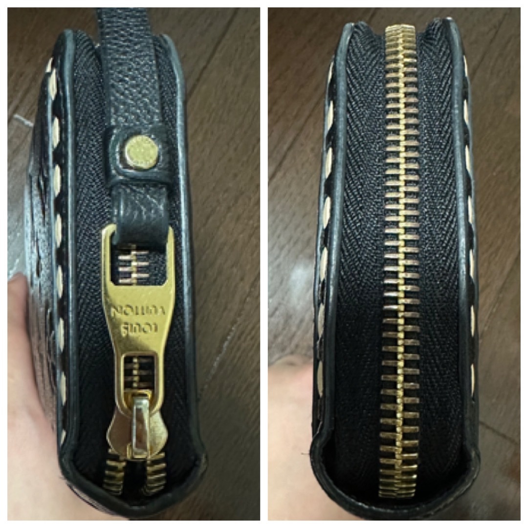 ルイヴィトン LV アンプラント M64805 ステッチ 長財布 レザー 黒
