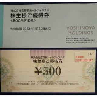 ヨシノヤ(吉野家)の吉野家 株主優待券 5000円分 有効期限2023年11月30日まで(フード/ドリンク券)