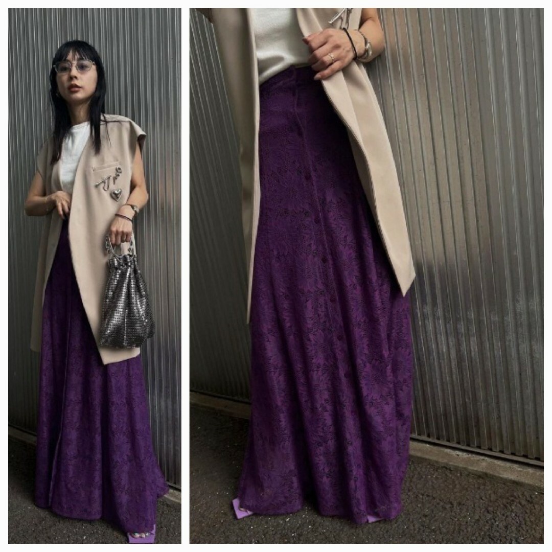 AmeriVINTAGE MARGARET LACE A LINE SKIRT - ロングスカート