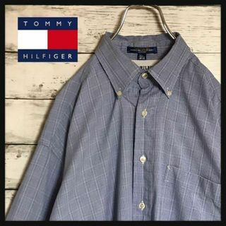 トミーヒルフィガー(TOMMY HILFIGER)の【入手困難】トミーヒルフィガー　シンプルチェックシャツ　レア　人気Ｌ　A455(シャツ)