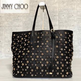 ジミーチュウ(JIMMY CHOO)の美品 JIMMY CHOO SASHA/M BLACK 3色スタッズトートバッグ(トートバッグ)