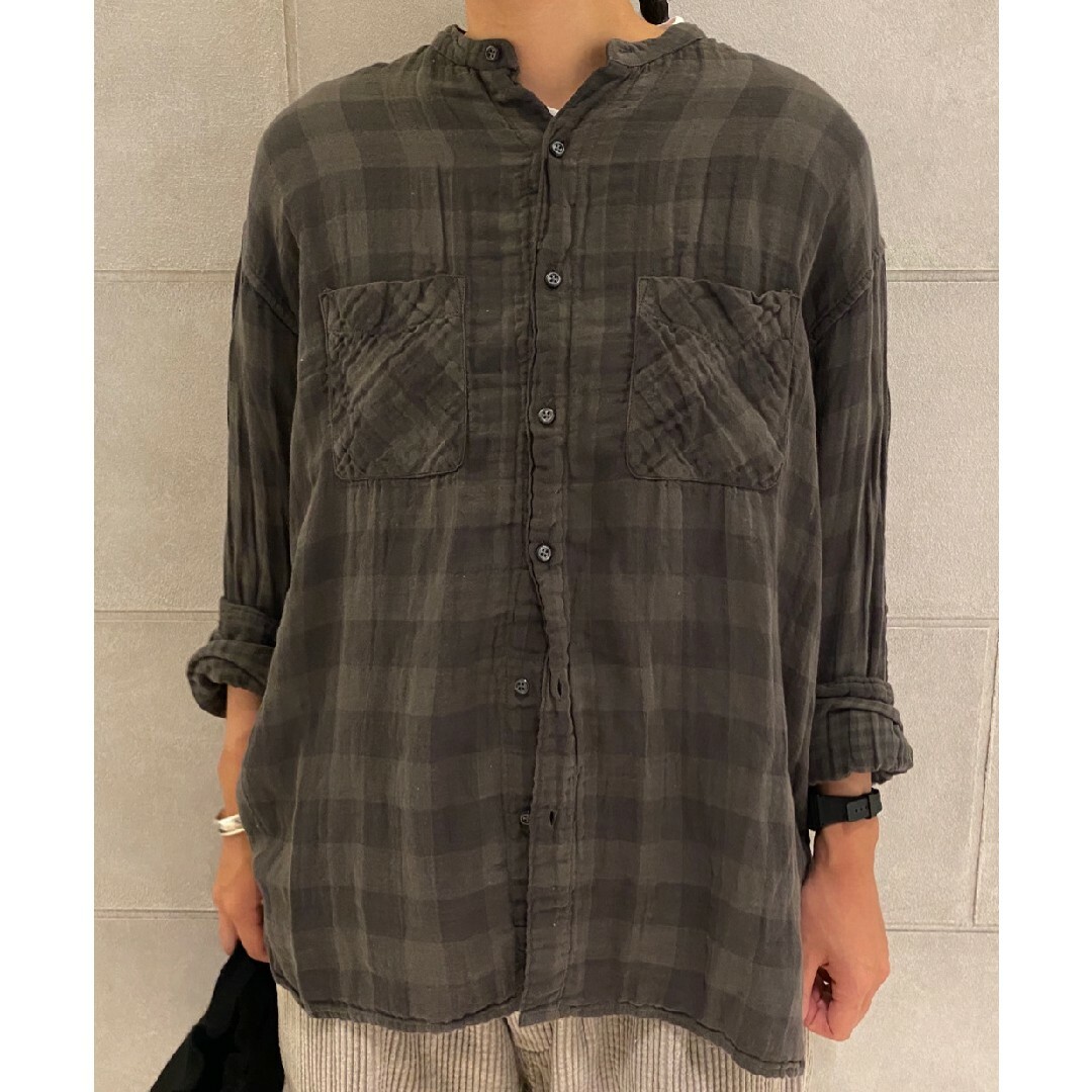 ARMEN DOUBLE GAUSE BANDED COLLAR SHIRT