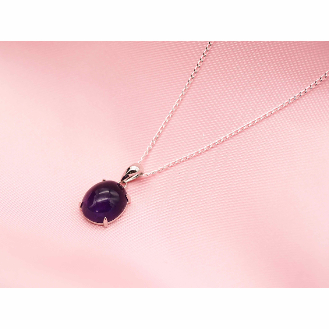 数量限定! 天然 アメジスト ネックレス カボションカット 上品 早い者勝ち!