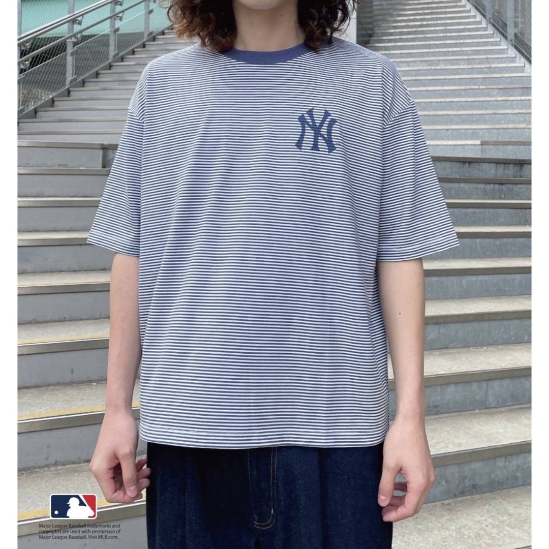 MLB エムエルビーボーダーバックプリントロゴTシャツ