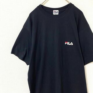 フィラ(FILA)のTシャツ 半袖 フィラ ワンポイントロゴ ブラック 黒 L コットン 綿(Tシャツ/カットソー(半袖/袖なし))