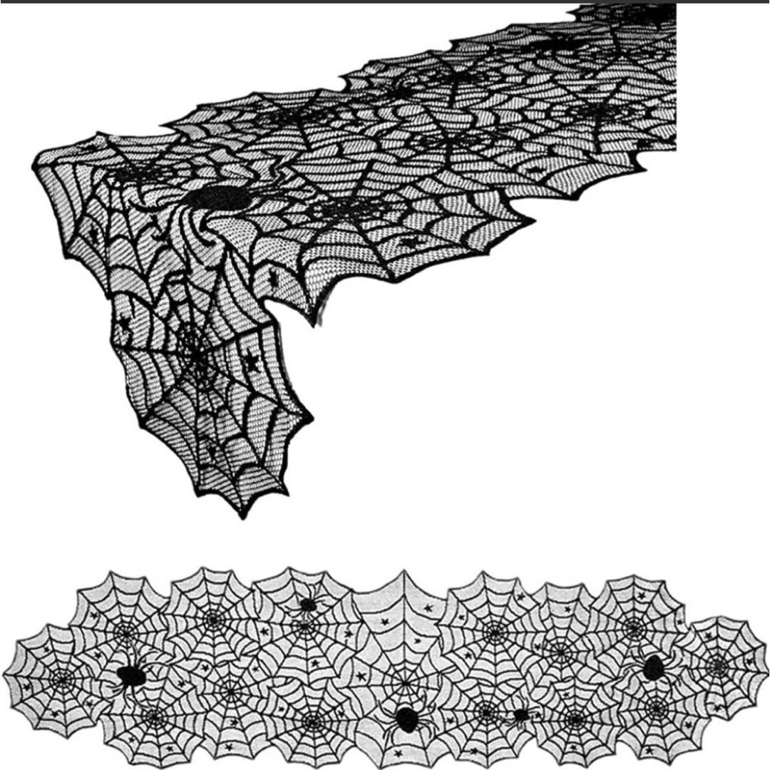 ハロウィン　蜘蛛の巣　テーブルランナー　45×180  インテリア/住まい/日用品のキッチン/食器(テーブル用品)の商品写真
