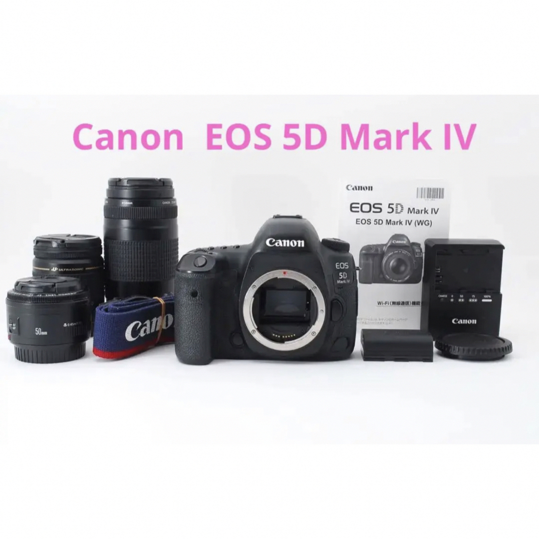 ☆保証付☆Canon EOS 5D Mark IV標準&望遠&単焦点レンズセットカメラ