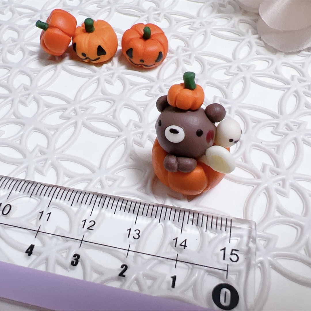 ハンドメイド ハロウィン かぼちゃの中からくまちゃんとかぼちゃセット