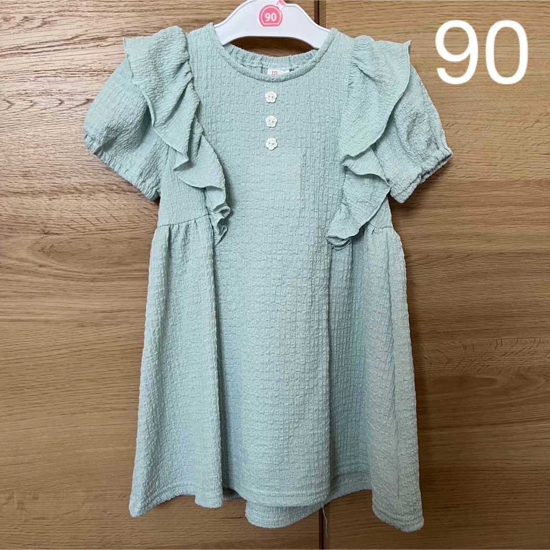 しまむら(シマムラ)の最終値下げ フリルワンピ 90サイズ キッズ/ベビー/マタニティのキッズ服女の子用(90cm~)(ワンピース)の商品写真