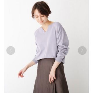 オペークドットクリップ(OPAQUE.CLIP)のFINEST COTTON キーネックデザインニット(ニット/セーター)