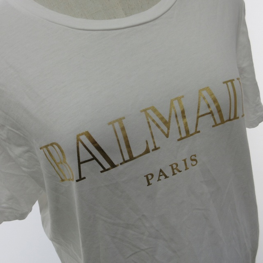 BALMAIN(バルマン)のバルマン Tシャツ カットソー 金ボタン 半袖 白 L ECM ★AA☆ レディースのトップス(Tシャツ(半袖/袖なし))の商品写真