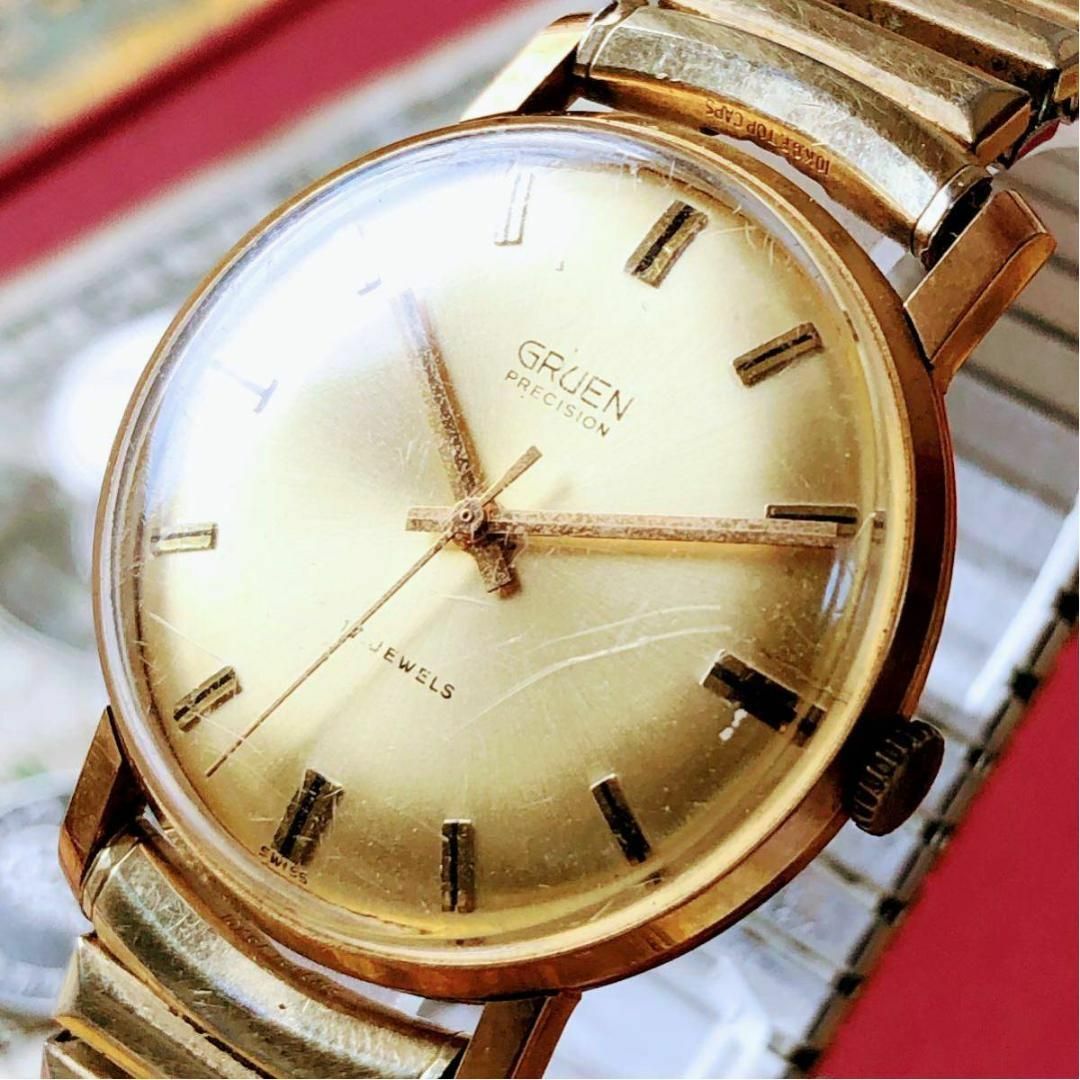 #2752【渋くてお洒落】メンズ 腕時計 グリュエン 動作品 手巻き1960年代