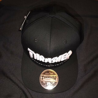 スラッシャー(THRASHER)のTHRASHER　スラッシャー　キャップ帽子　男女兼用　ブラック　大きめサイズ(キャップ)