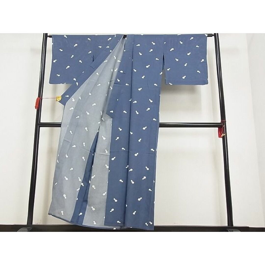 平和屋川間店■夏物　小紋　絽　瓢箪　着丈153cm　裄丈67.5cm　正絹　逸品　A-ck3655 レディースの水着/浴衣(着物)の商品写真