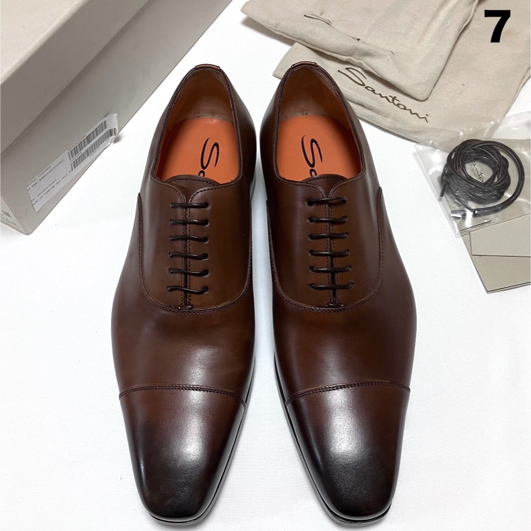 新品 UK7 santoni ストレートチップ 革靴 9906