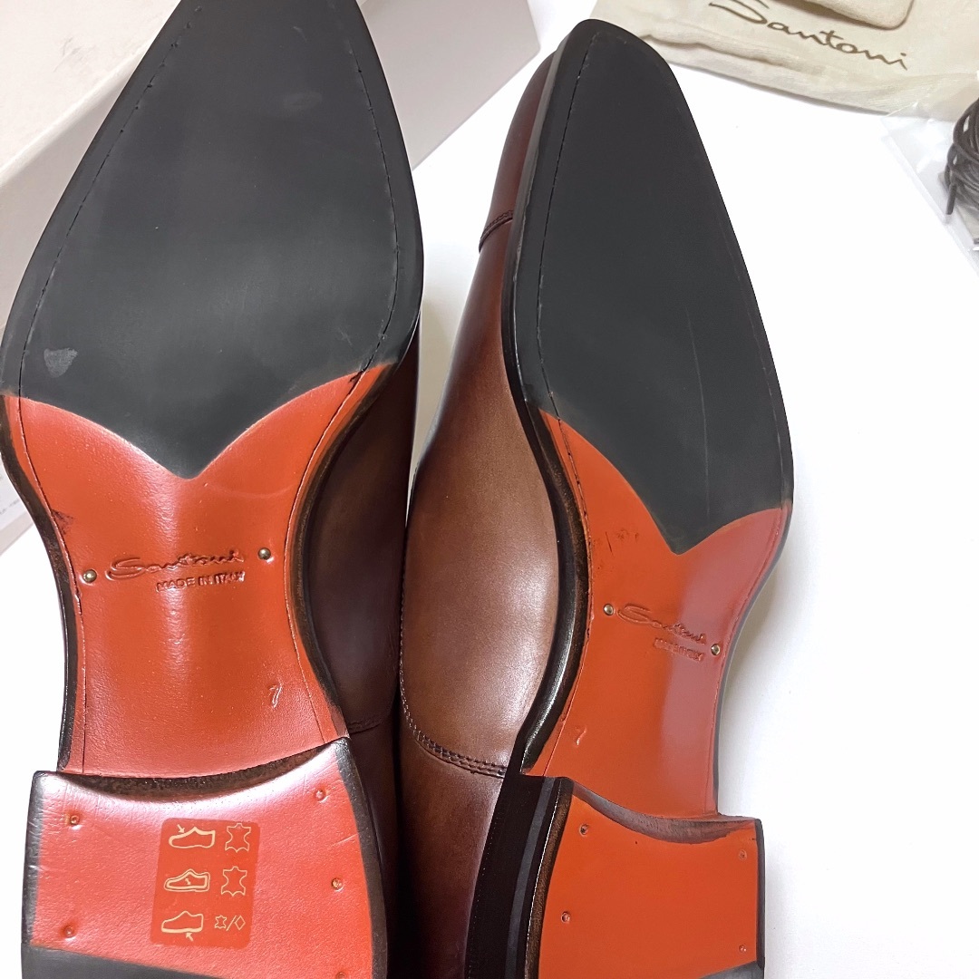 新品 UK7 santoni ストレートチップ 革靴 9906 5