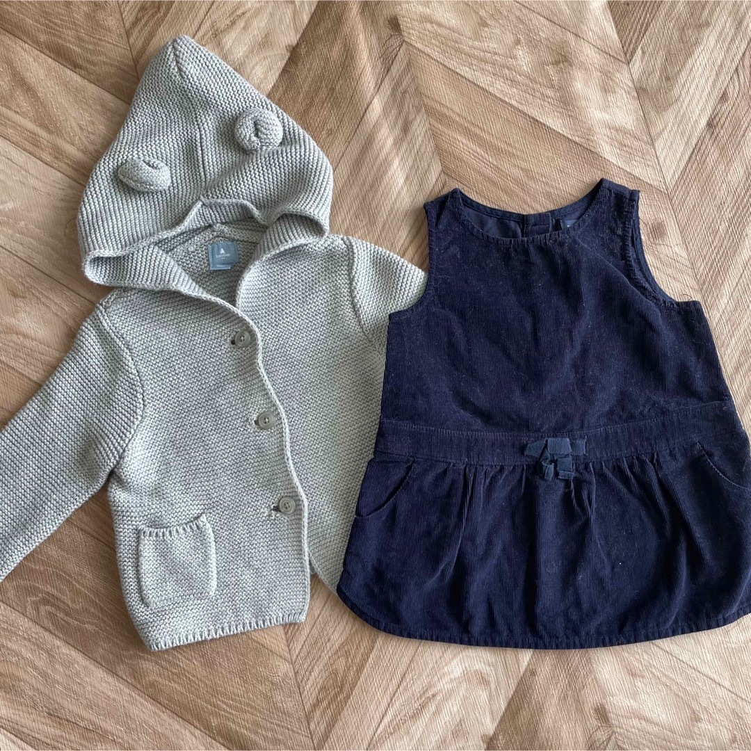 babyGAP(ベビーギャップ)のベビーギャップ　カーディガン&ワンピース2点セット キッズ/ベビー/マタニティのベビー服(~85cm)(ワンピース)の商品写真