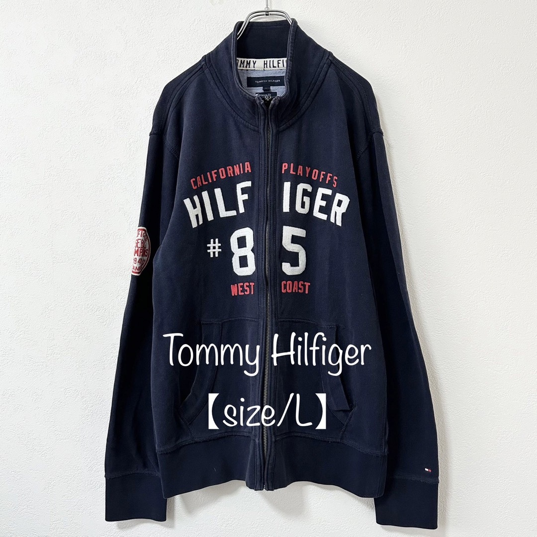 TOMMY HILFIGER(トミーヒルフィガー)のトミーヒルフィガー★ジップスウェット★トラックジャケット★ネイビー/紺白赤★L メンズのトップス(ジャージ)の商品写真