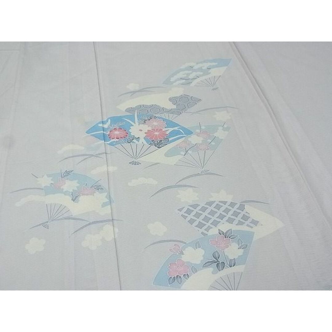 平和屋-こころ店■夏物 訪問着 絽 扇面花文 着丈150.5cm 裄丈63.5cm 正絹 逸品 A-ma6737